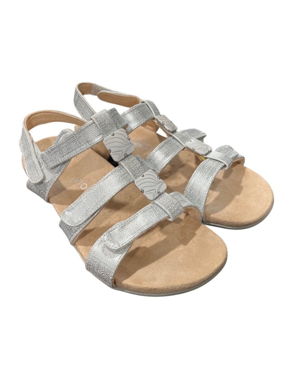 Vionic Womens Size 9 Amber Sandals Silver Metallic Comfort Adjustable Straps